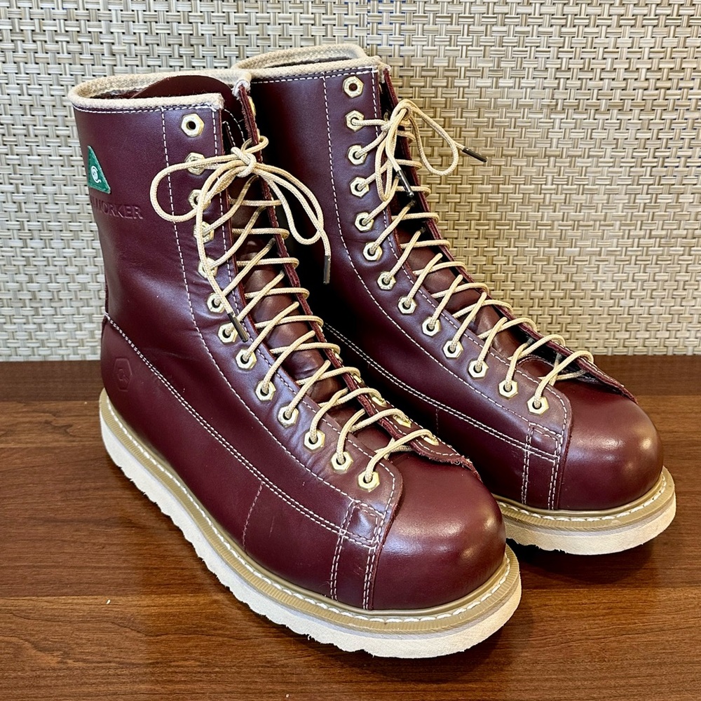 🌟3xHP🌟JB Goodhue Ironworker Burgundy Leather Boot New Rhino Laces Steel Toe